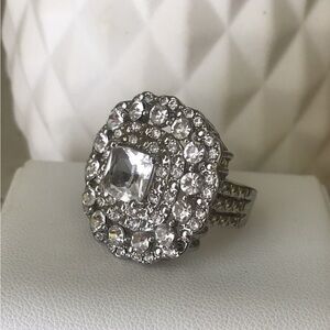 925 Sterling Silver White Sapphire cocktail Ring